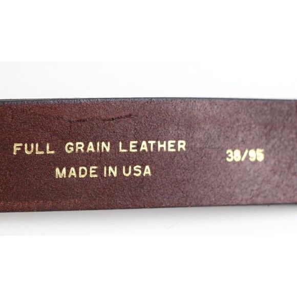 CLASSIC SADDLE BROWN REAL LEATHER 1 3/8"Wd CASUAL DRESS MEN'S BELT Sz 38/95 (X46 - Picture 7 of 13